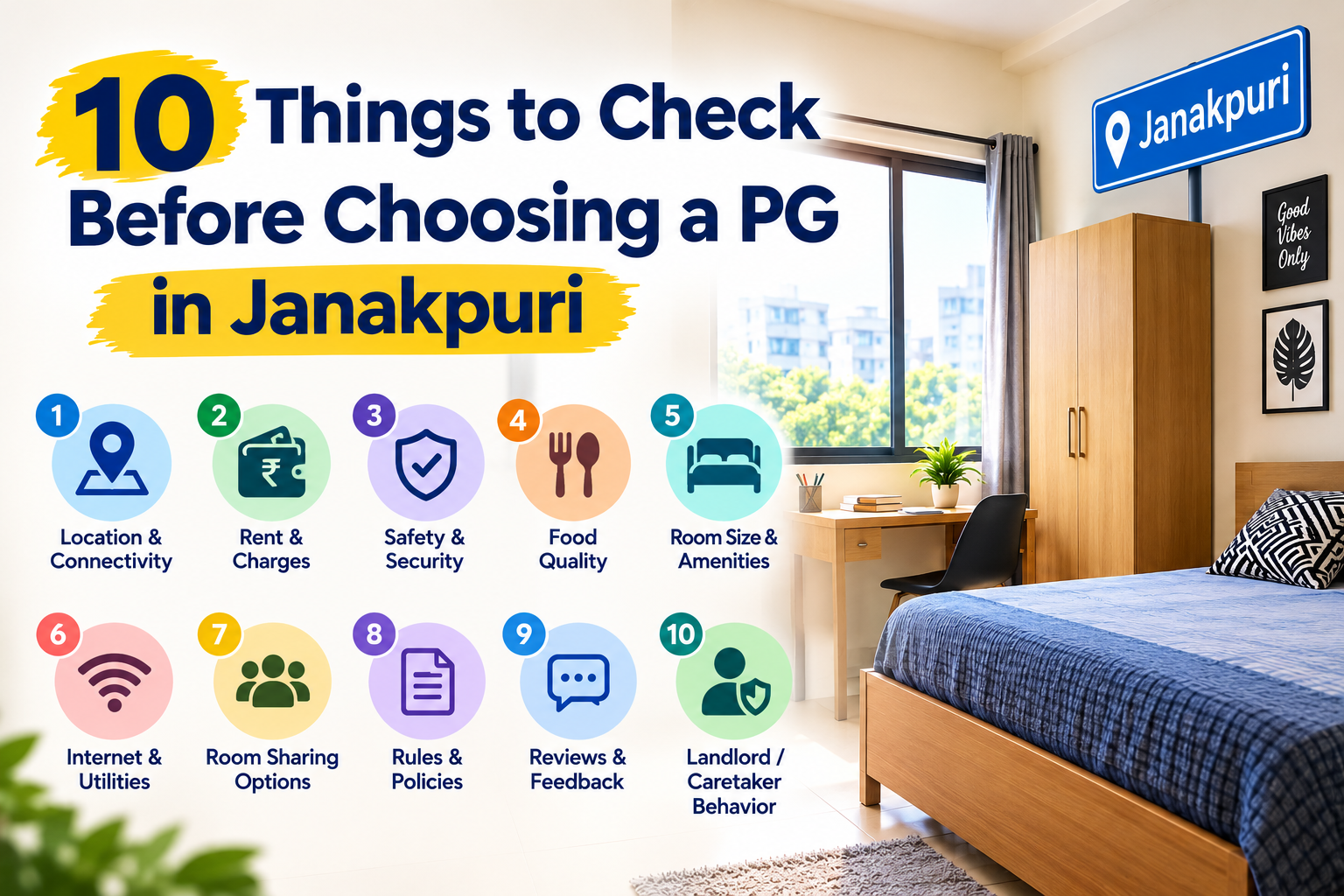 10 Things to Check Before Choosing a PG in Janakpuri